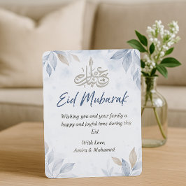Convites Elegante White e Blue Floral Happy Eid 2025