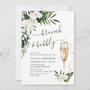 Convites Elegante White Orchids Bohemian BRUNCH & BUBBLY