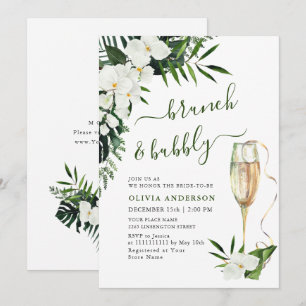 Convites Elegante White Orchids Bohemian BRUNCH & BUBBLY