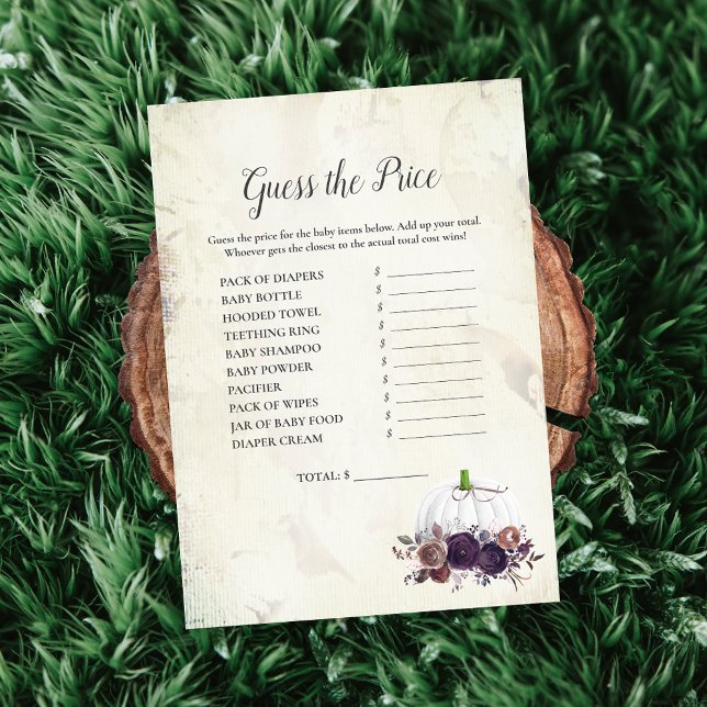 Convites Elegante White Pumpkin Adivinha O Preço (Criador carregado)