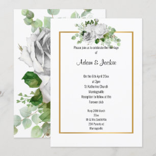 Convites Elegante White Rose DOURADO CASAMENTO DE TRIM 