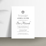 Convites Elegante White Script Simples Moderno Bat Mitzvah<br><div class="desc">Comemore o Bar Mitzvah com este convite moderno e elegante,  com seu texto personalizado. Adicione facilmente seus próprios detalhes clicando na opção "personalizar".</div>