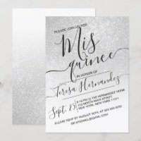 Elegante White Sparkly Ombre Quinceañera