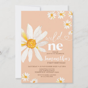 Convites Elegante Wild One Birthday Boho Daisy Flowers