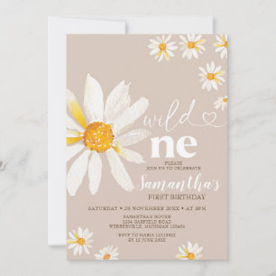 Convites Elegante Wild One Birthday Boho Daisy Flowers