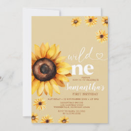 Convites Elegante Wild One Birthday Boho Sunflower