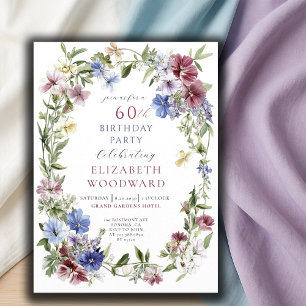 Convites Elegante Wildflower Boho Watercolor 50º Aniversári