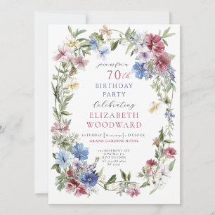 Convites Elegante Wildflower Boho Watercolor 70 Birthday