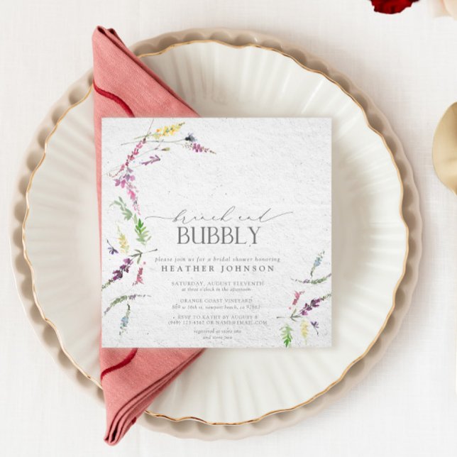 Convites Elegante Wildflower Brunch e Chá de panela (Easily personalize this bridal shower invitation for the perfect celebration of the bride to be!)