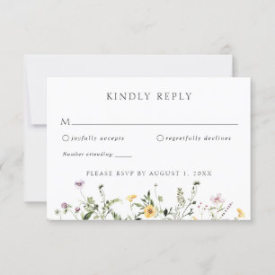 Convites Elegante Wildflower Greenery Wedding RSVP Resposta