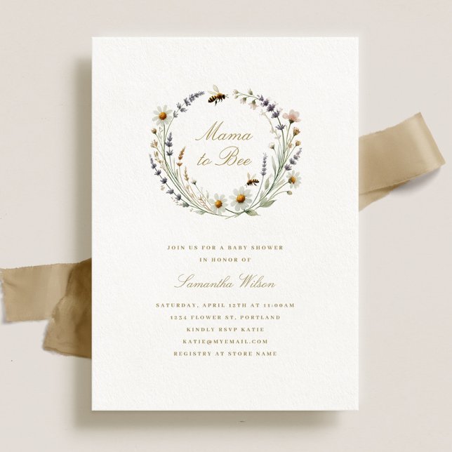 Convites Elegante Wildflower Mama para a Abelha Chá de fral (Criador carregado)