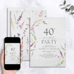 Convites Elegante Wildflower Watercolor aniversário de 40 a<br><div class="desc">Bem-vindos aos seus amigos e família às suas comemorações de aniversário de 40 anos com este belo Convite para aniversário de 40 anos Flor de Cobra Selvagem Floral! Este convite maravilhoso é um design clássico e eterno com toques modernos. Delicar as flores silvestres de aquarela agridem a frente do convite,...</div>