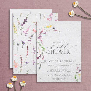 Convites Elegante Wildflower Watercolor Chá de panela Flora