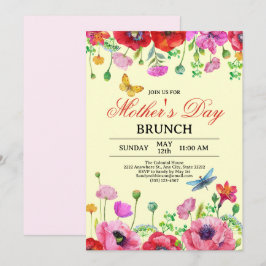 Convites Elegante Wildflower Yellow Chic Dia de as mães Bru