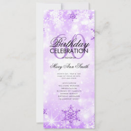 Convites Elegante Winter 60th Birthday Program Purple Menu