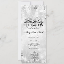 Convites Elegante Winter 60th Birthday Program Silver Menu