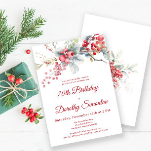 Convites Elegante Winter Berry Botanic 70 Birthday