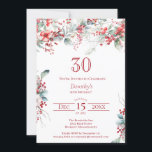 Convites Elegante Winter Berry Botanic aniversário de 30 an<br><div class="desc">Convide seus hóspedes para uma festa de aniversário especial de inverno ou de Natal com este elegante morango vermelho e uma folhagem verde de sábado. As bagas vermelhas profundas são aninhadas em folhas e ramos. O texto vermelho aumenta o humor festivo. Este elemento faz parte da Coleção de Berry de...</div>