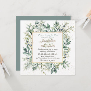 Convites Elegante Winter Evergreen Eucalyptus Wedding