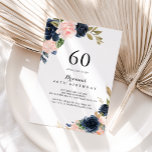 Convites Elegante Winter Floral 60th Festa de aniversário<br><div class="desc">Este elegante convite de aniversário floral de inverno 60º é perfeito para uma simples festa de aniversário. O design apresenta belas flores azuis escuras,  azuis,  marinhos,  rosa,  pinceladas,  douradas e folhagem verde pintadas manualmente,  amontoadas em buquês elegantes.</div>