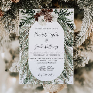 Convites Elegante Winter Pine Cone Wedding