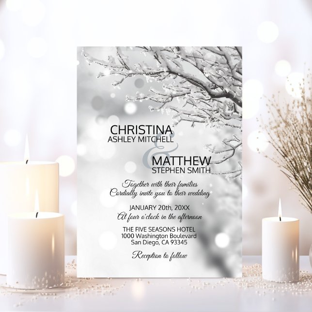 Convites Elegante Winter Wonderland Snowflakes WEDDING (Elegant Winter Wonderland Snow Snowflakes WEDDING Invitation)