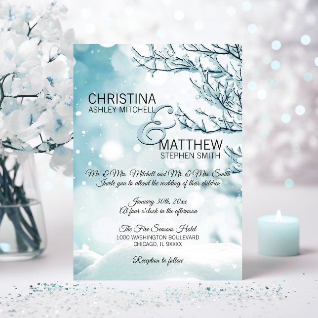 Convites Elegante Winter Wonderland Snowflakes WEDDING (Elegant Winter Wonderland Snow Snowflakes WEDDING Invitation)
