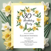 Elegante Yellow Daffodils Floral 80 Birthday