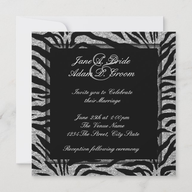 Convites Elegante Zebra Wedding (Frente)