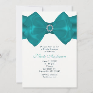 Convites Elegantes Aqua Teal Ribbon & Diamonds