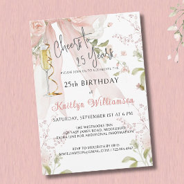 Convites Elegantes Brindes aos 25 Anos Arco Rosa Floral