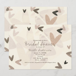 Convites Elegantes Corações Rosa e Bege para QUALQ