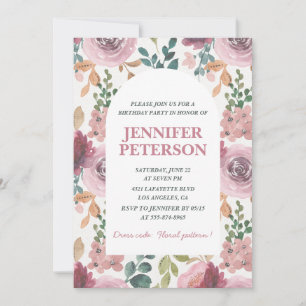 Convites elegantes de 41º aniversário Floral Boho