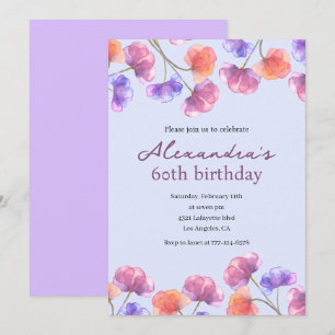 Convites elegantes de 60 anos Boho Floral Chic