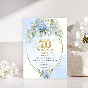 Convites Elegantes de 70º Aniversário com Hortênsi