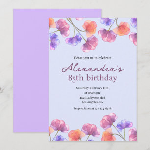 Convites elegantes de 85º aniversário Boho Floral 