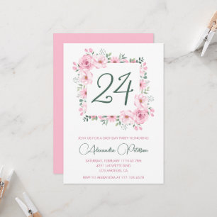 Convites elegantes de aniversário de 24 anos Flora