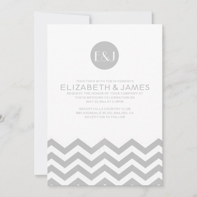 Convites Elegantes De Casamento De Chevron (Frente)