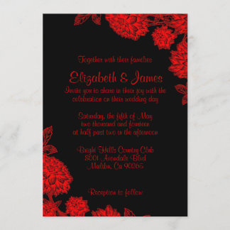 Convites Elegantes De Casamento Preto E Vermelho
