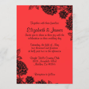 Convites Elegantes De Casamento Vermelho E Negro