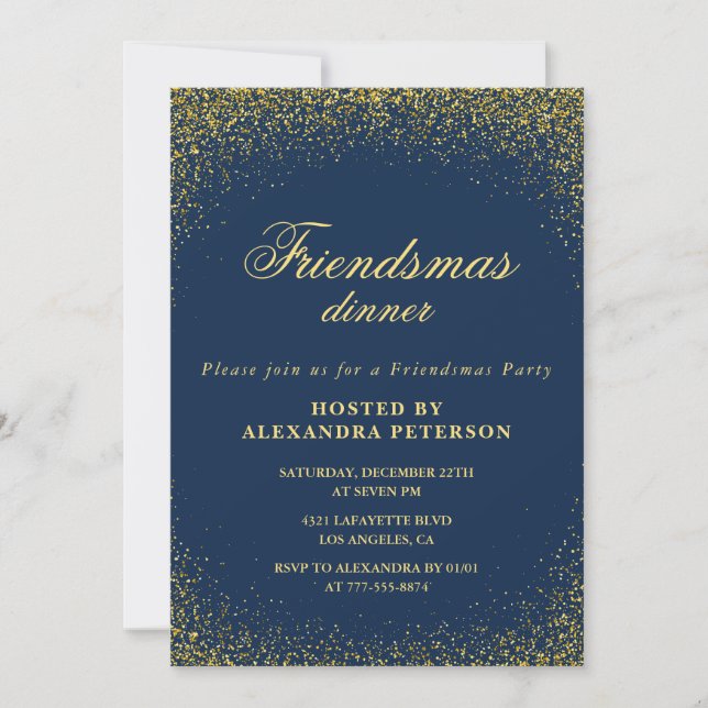 Convites elegantes de Friendsmas Glamour Brilho Do (Frente)