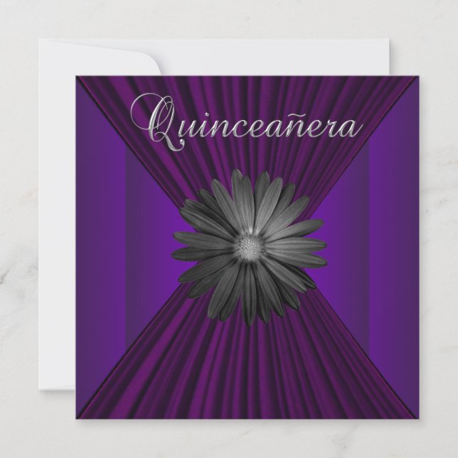 Convites Elegantes de Quinceanera de Margarida Rox (Frente)