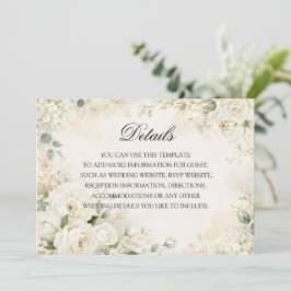 Convites Elegantes Detalhes de Casamento Floral em Marfim