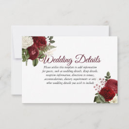 Convites Elegantes Detalhes de Casamento Floral Vermelho Bu