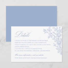 Convites Elegantes Detalhes de Casamento Floral Vintage Azu