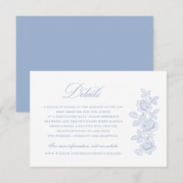 Convites Elegantes Detalhes de Casamento Floral Vintage Azu