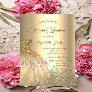 Convites Elegantes Diamantes Dourados Vestido Bridal Lunche