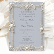 Elegantes Diamantes e Pérolas Azul Pastel Editávei
