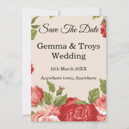 Convites Elegantes e românticas, rosas vermelhas Salvem a d