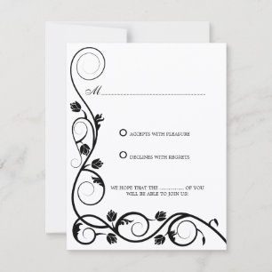 Convites Elegantes Espirais Pretas e Brancas RSVP / Respost